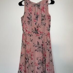 White House Black Market Pink Floral Midi Dress